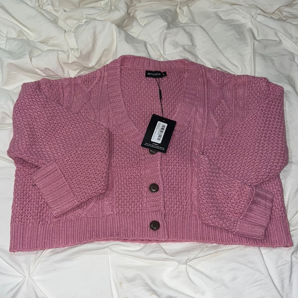 Pink Cable Cropped Cardigan - PLT